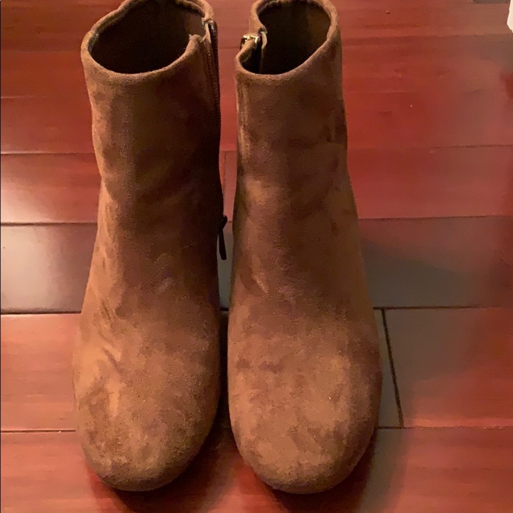 Brown suede booties